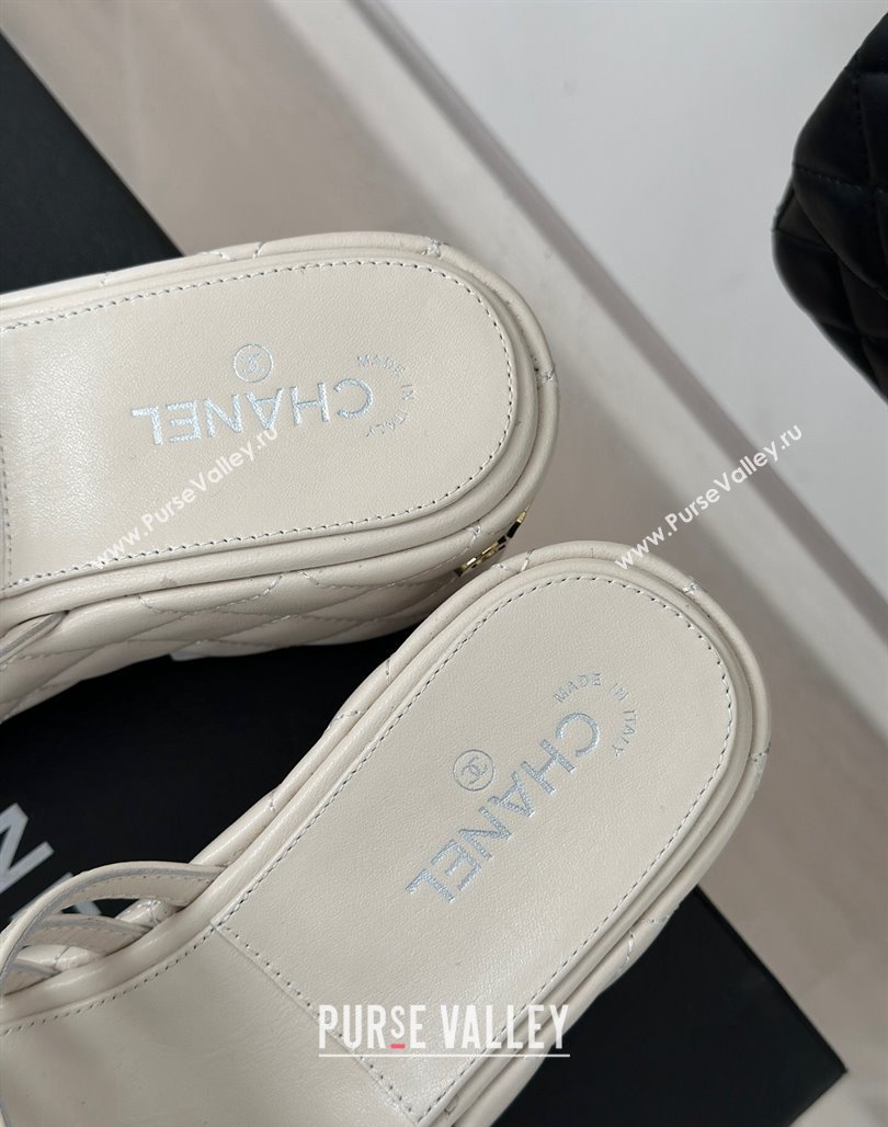 Chanel Lambskin Camellia Bloom Platform Slide Sandals White 2024 CH010802 (MD-240108014)