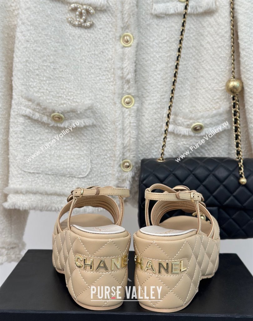Chanel Lambskin Camellia Bloom Platform Slingback Sandals Beige 2024 CH010802 (MD-240108020)
