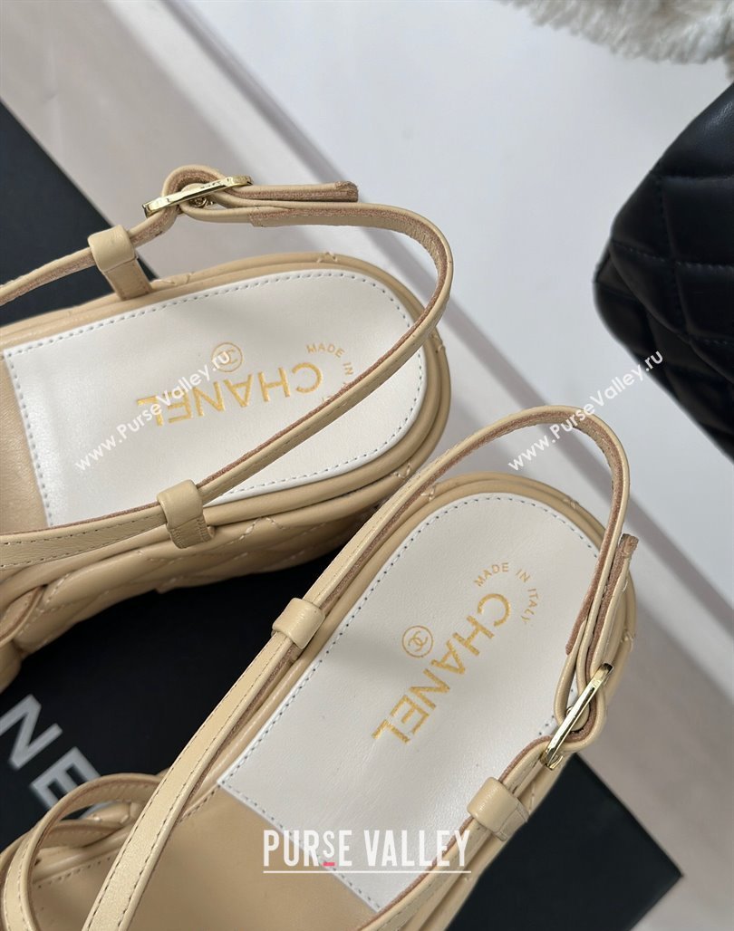 Chanel Lambskin Camellia Bloom Platform Slingback Sandals Beige 2024 CH010802 (MD-240108020)