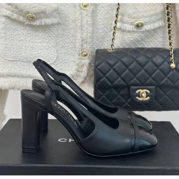 Chanel Calfskin Leather Slingback Pumps Black 2 2024 CH121303 (MD-240108034)