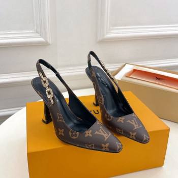 Louis Vuitton Sparkle Slingback Pumps 9.5cm with Chain Charm in Monogram Canvas 2024 1ABPJC (MD-240105135)
