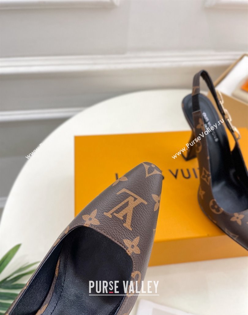 Louis Vuitton Sparkle Slingback Pumps 9.5cm with Chain Charm in Monogram Canvas 2024 1ABPJC (MD-240105135)