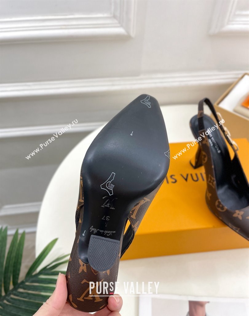 Louis Vuitton Sparkle Slingback Pumps 9.5cm with Chain Charm in Monogram Canvas 2024 1ABPJC (MD-240105135)