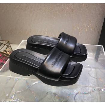 Alexander Wang platform sheep leather float slide sandals 5cm All Black 2024 (MD-240108061)