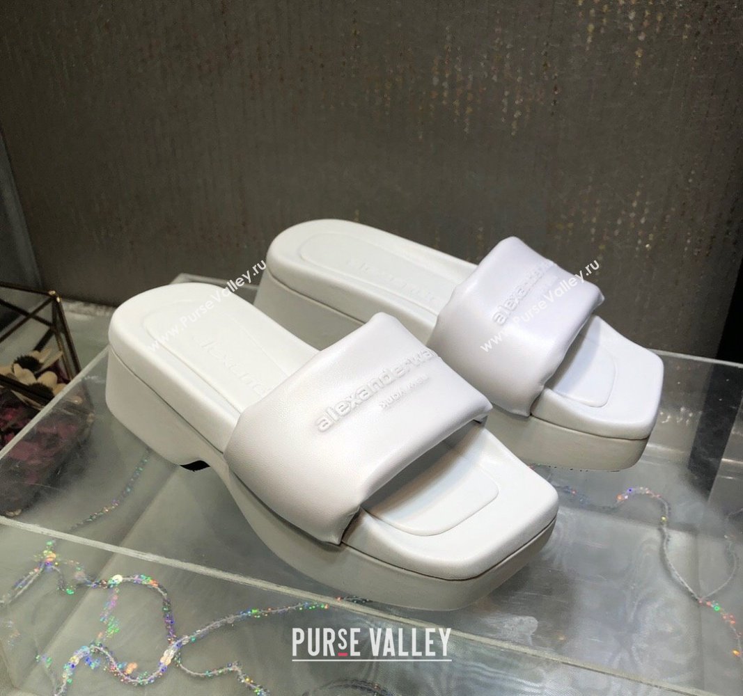 Alexander Wang platform sheep leather float slide sandals All White 2024 (MD-240108062)