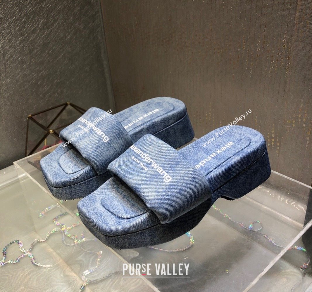 Alexander Wang platform denim float slide sandals Light Blue 2024 (MD-240108063)