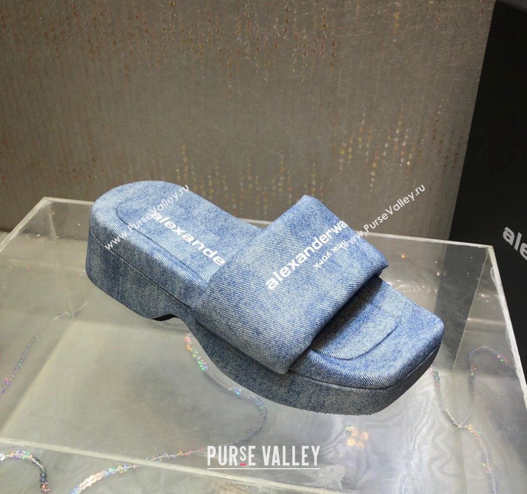 Alexander Wang platform denim float slide sandals Light Blue 2024 (MD-240108063)