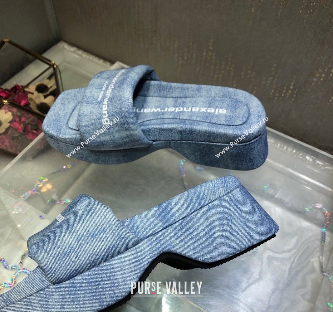 Alexander Wang platform denim float slide sandals Light Blue 2024 (MD-240108063)