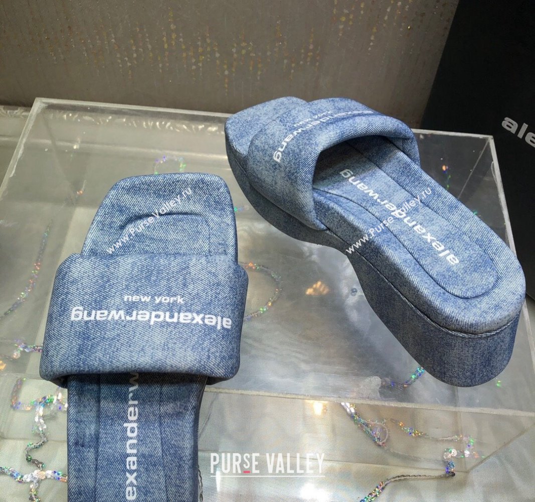 Alexander Wang platform denim float slide sandals Light Blue 2024 (MD-240108063)