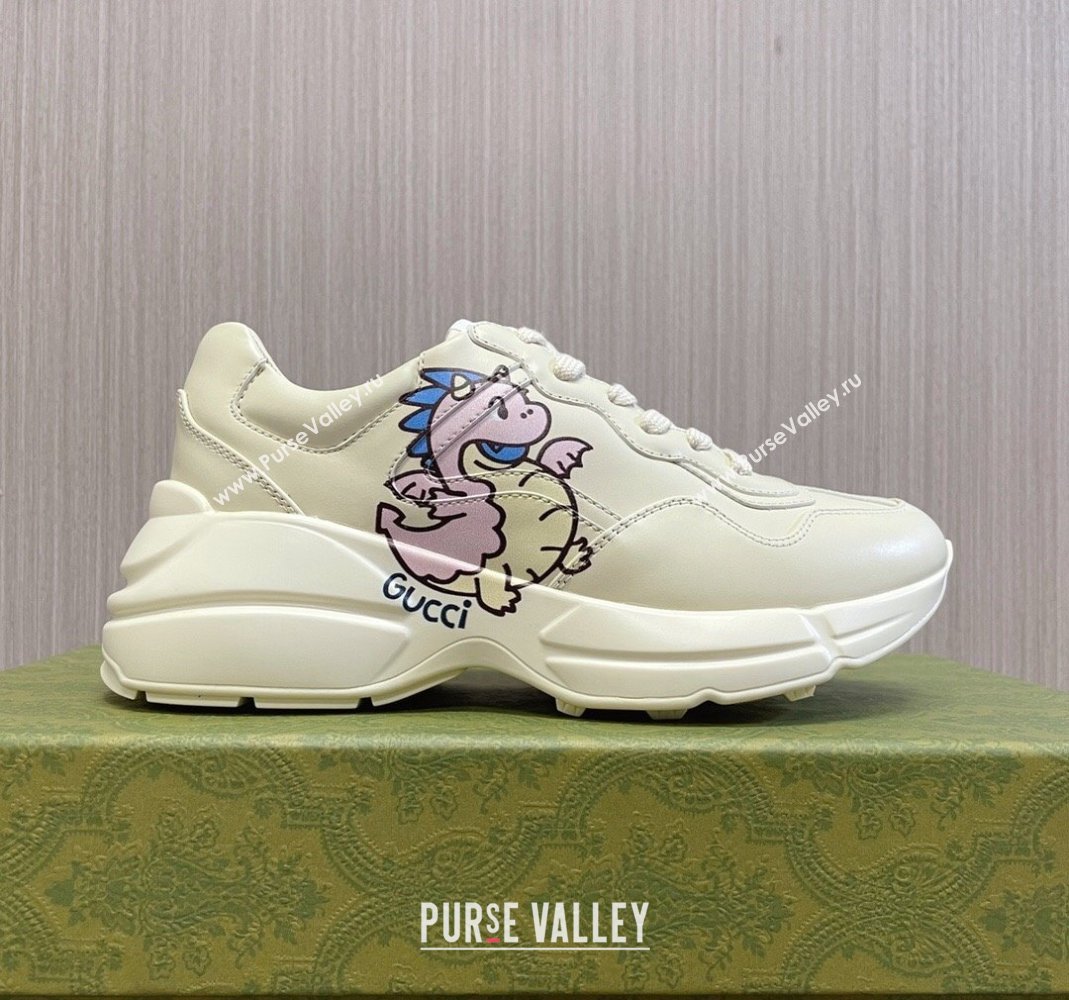 Gucci Rhyton 2024s Chinese New Year Sneaker in White Leather Pink Dragon (MD-240105093)