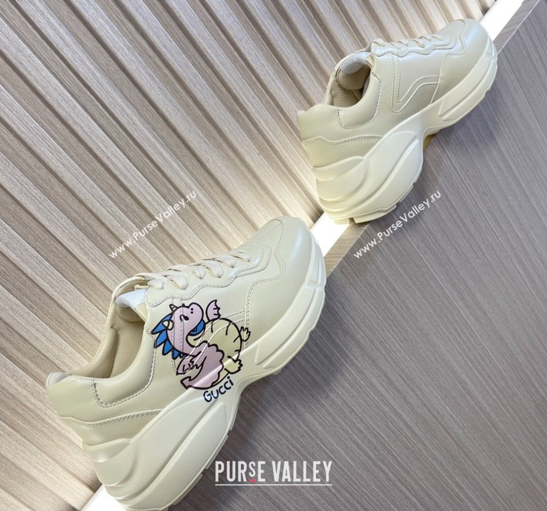 Gucci Rhyton 2024s Chinese New Year Sneaker in White Leather Pink Dragon (MD-240105093)