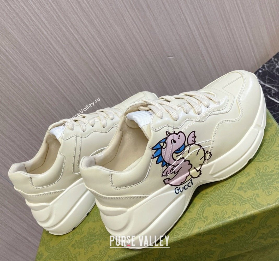 Gucci Rhyton 2024s Chinese New Year Sneaker in White Leather Pink Dragon (MD-240105093)