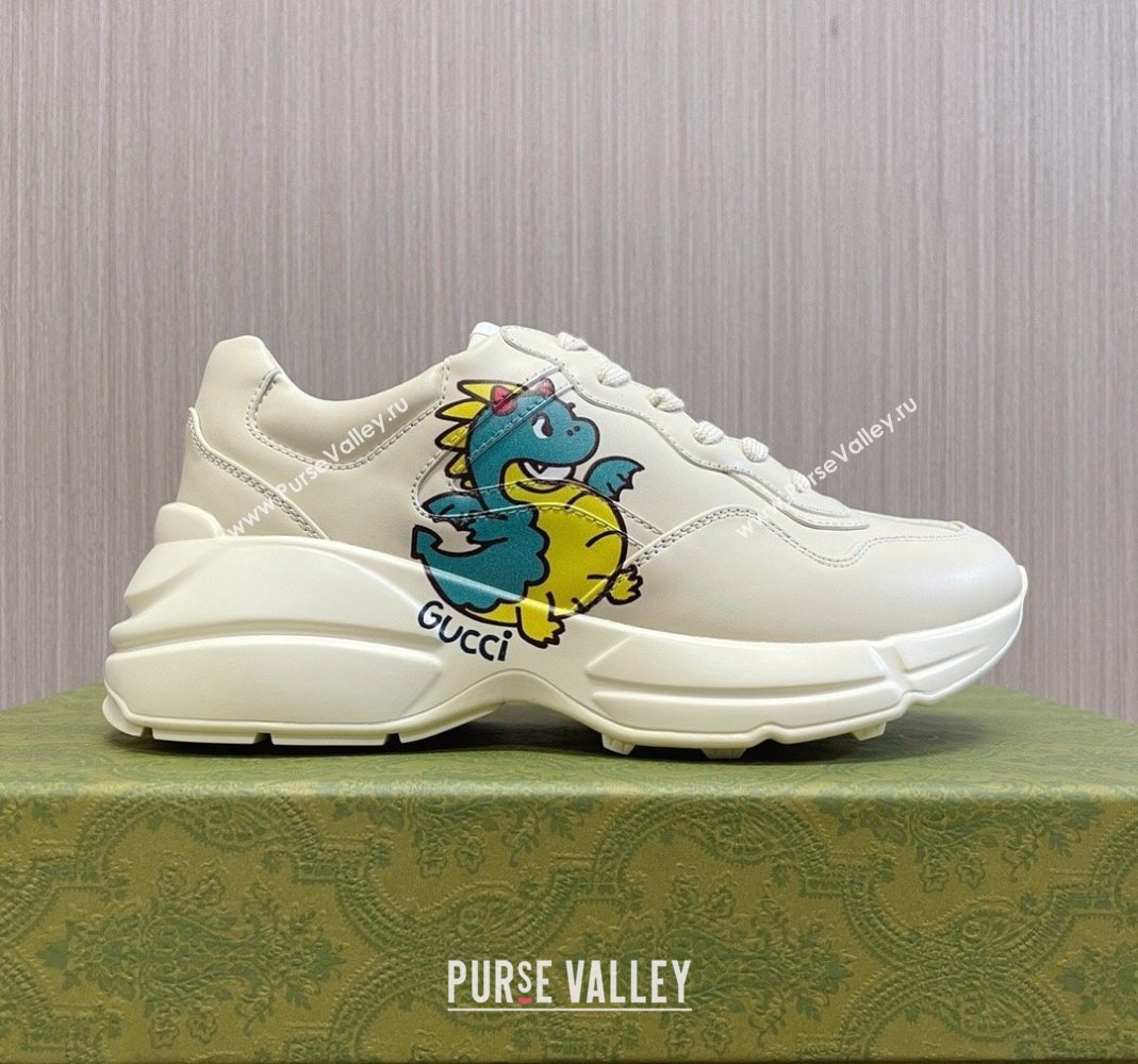 Gucci Rhyton 2024s Chinese New Year Sneaker in White Leather Green Dragon (MD-240105094)