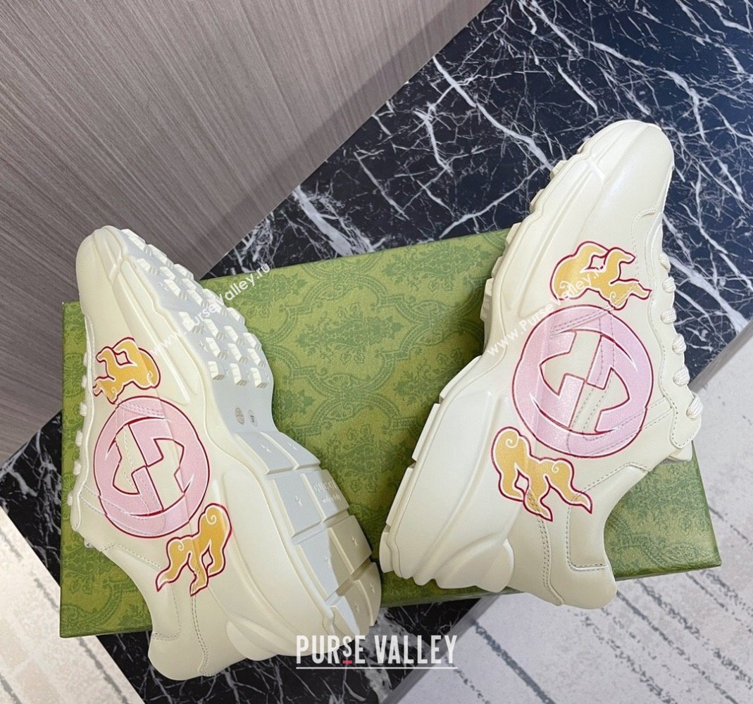 Gucci Rhyton 2024s Chinese New Year Sneaker with Interlocking G White/Pink (MD-240105095)
