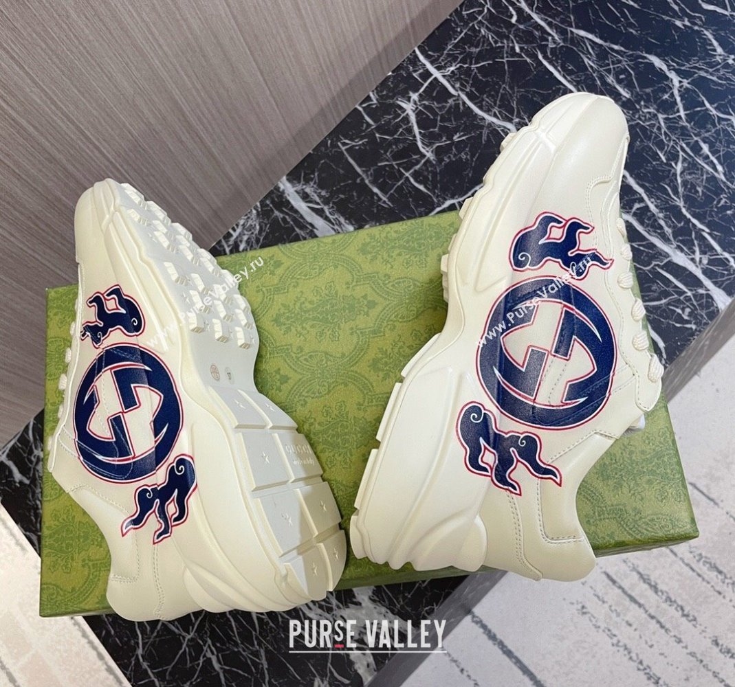 Gucci Rhyton 2024s Chinese New Year Sneaker with Interlocking G White/Blue (MD-240105096)