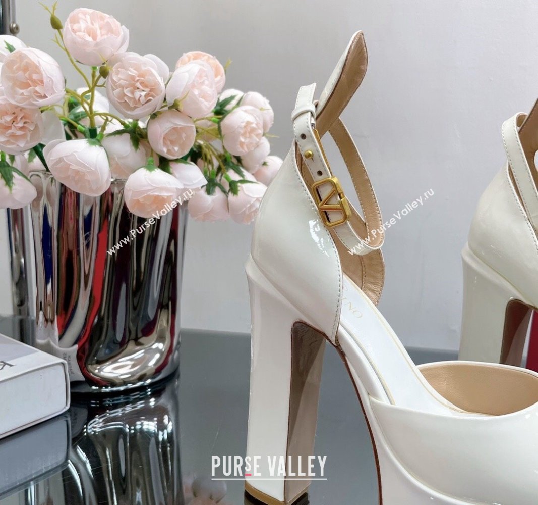 Valentino Tan-Go Platform Sandals 15.5cm in Patent Leather White 2024 VL010801 (MD-240108092)