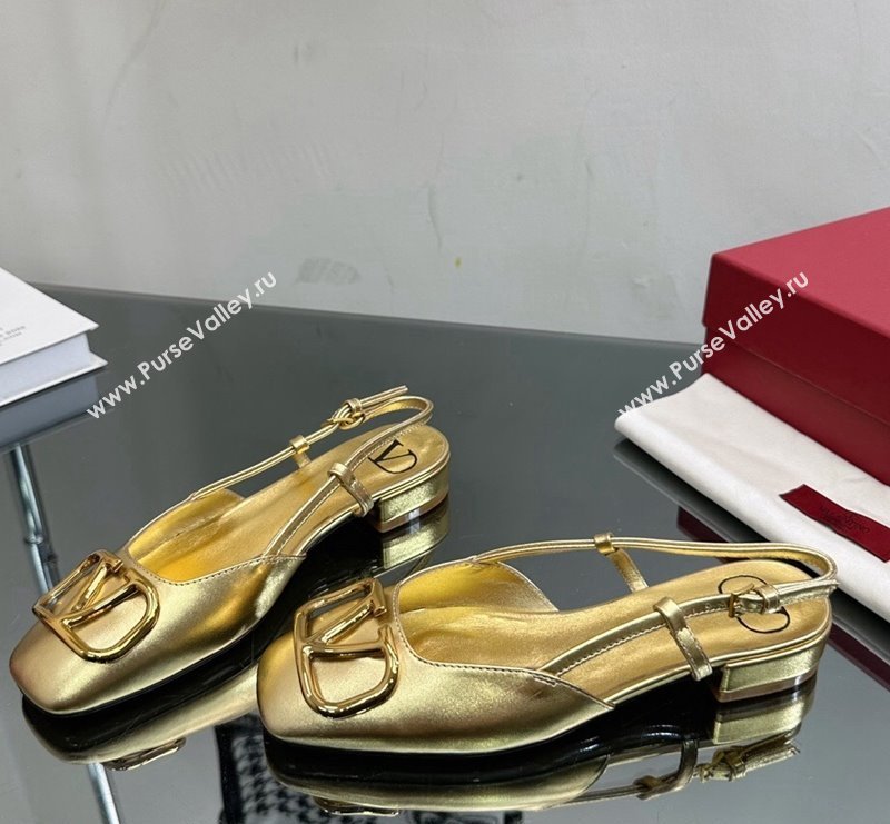 Valentino VLogo Metallic Leather Flat Ballerinas Gold 2024 VL010802 (MD-240108094)