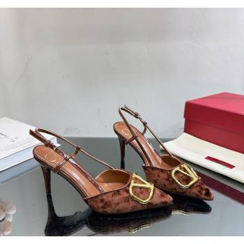 Valentino VLogo Signature Slingback Pumps 8cm in Velvet Brown 2 2024 VL010803 (MD-240108107)