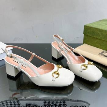 Gucci Leather Horsebit Slingback Pumps 771601 White 2024 (MD-240105105)