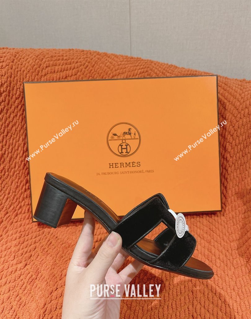 Hermes Classic Oasis Heel Slide Sandals 4.5cm in Velvet Black 2024 0104 (MD-240104014)