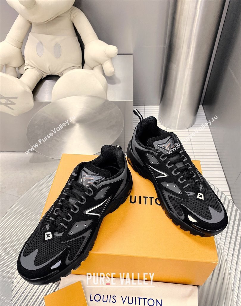 Louis Vuitton Mens LV Runner Tatic Sneakers in Mesh and Leather Black 3 2024 1ACF17 (MD-240105123)