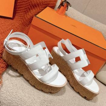 Hermes Havane 30 Platform Sandals 5.5cm in Calfskin White Leather 2024 (MD-240104017)