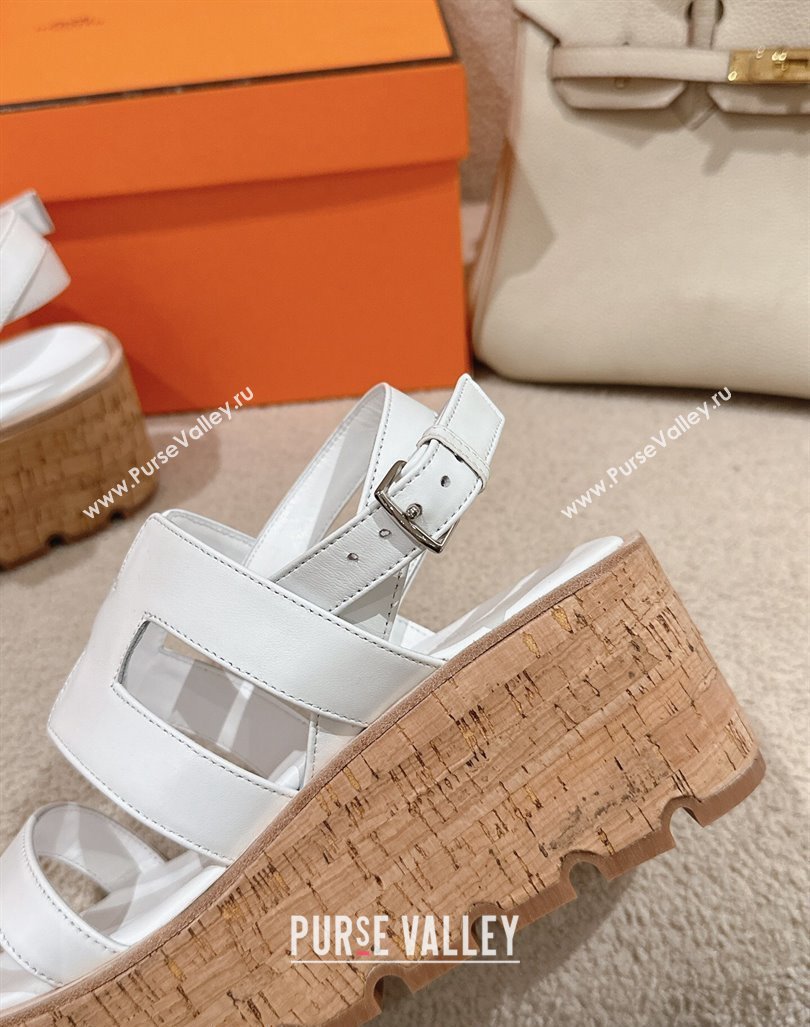 Hermes Havane 30 Platform Sandals 5.5cm in Calfskin White Leather 2024 (MD-240104017)