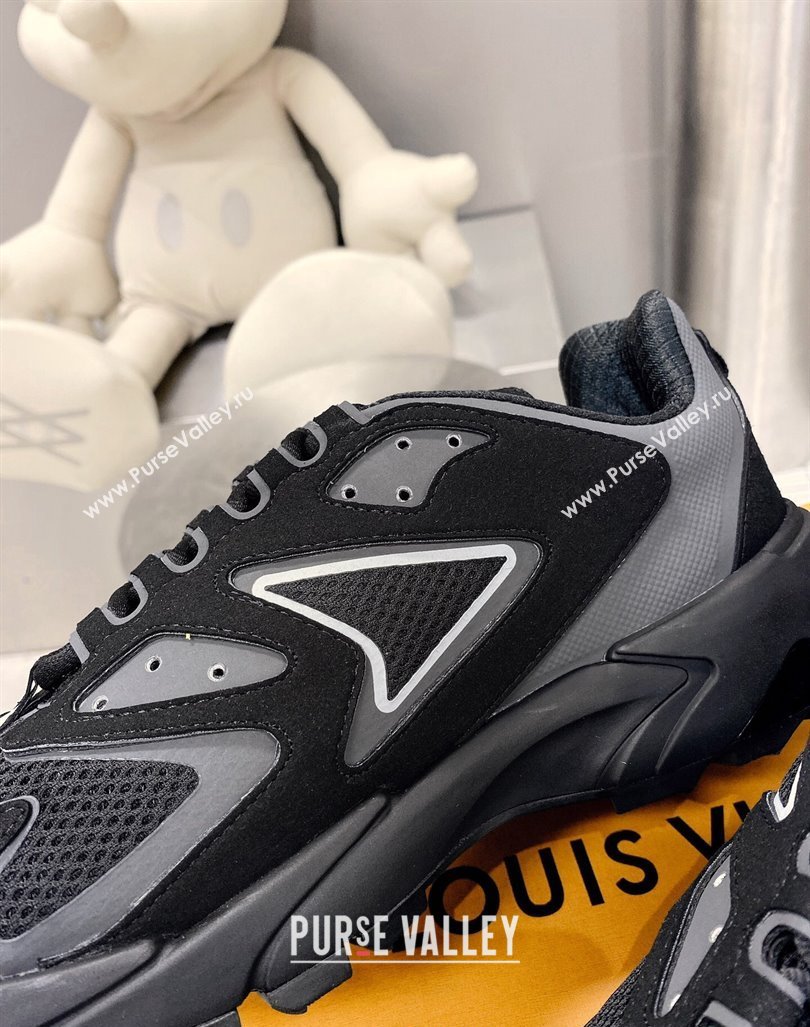 Louis Vuitton Mens LV Runner Tatic Sneakers in Mesh and Leather Black 3 2024 1ACF17 (MD-240105123)