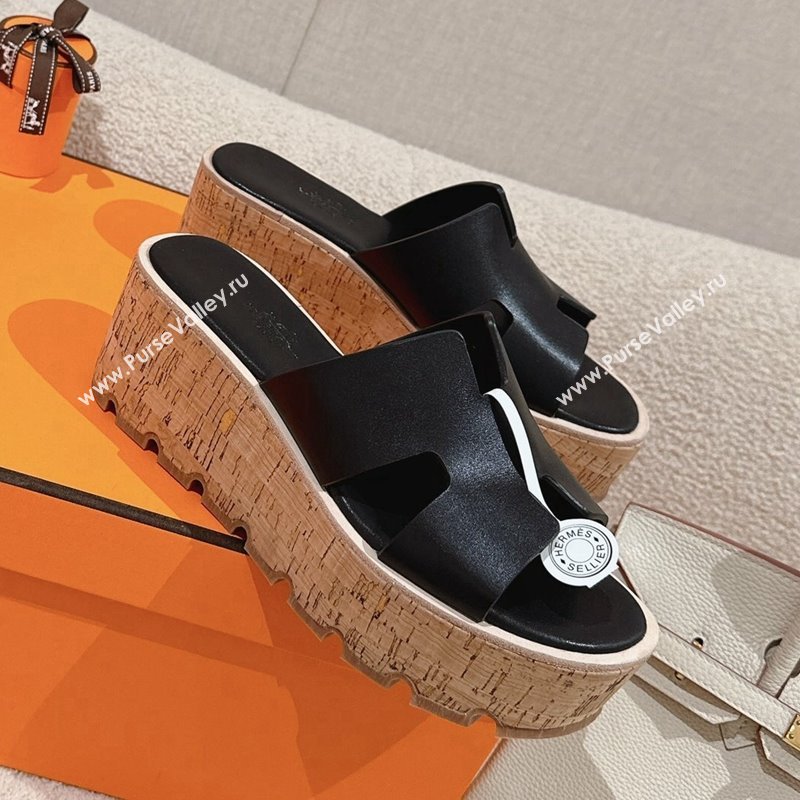 Hermes Eze 30 Platform Slide Sandals in Calfskin Black 2024 (MD-240104025)