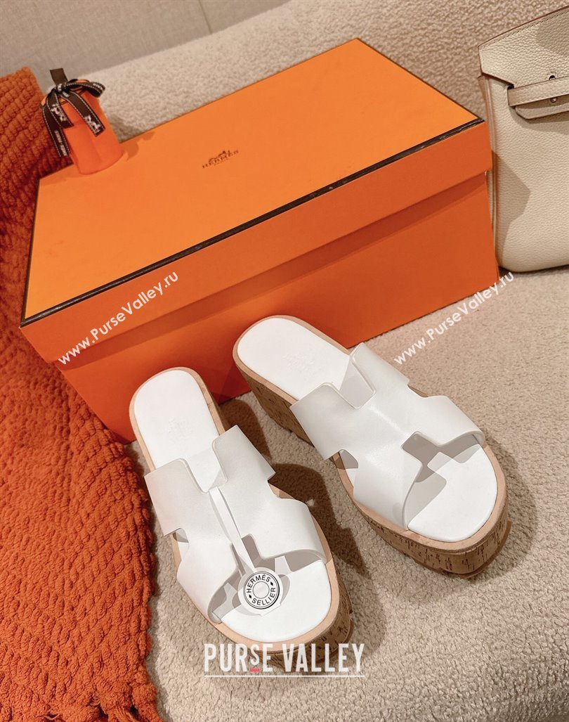 Hermes Eze 30 Platform Slide Sandals in Calfskin White 2024 (MD-240104026)