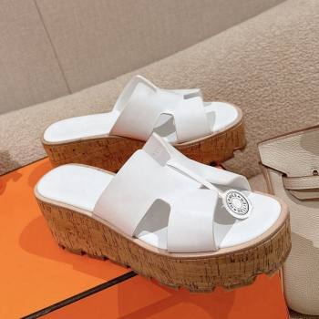 Hermes Eze 30 Platform Slide Sandals in Calfskin White 2024 (MD-240104026)