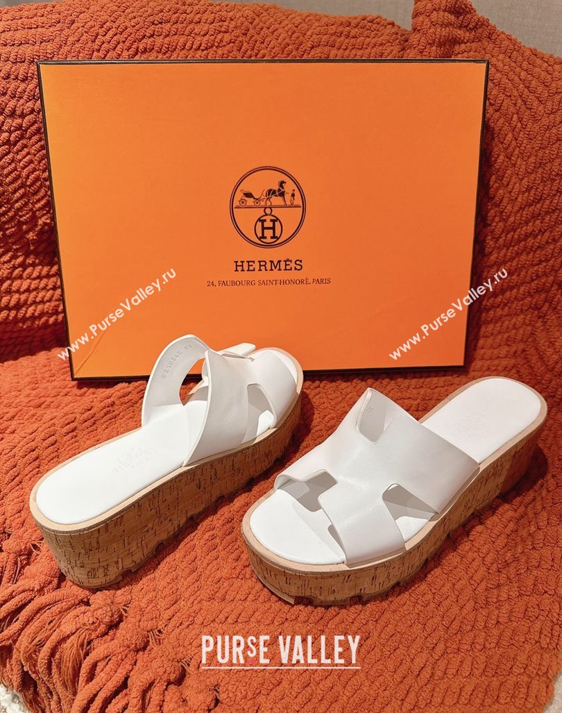 Hermes Eze 30 Platform Slide Sandals in Calfskin White 2024 (MD-240104026)