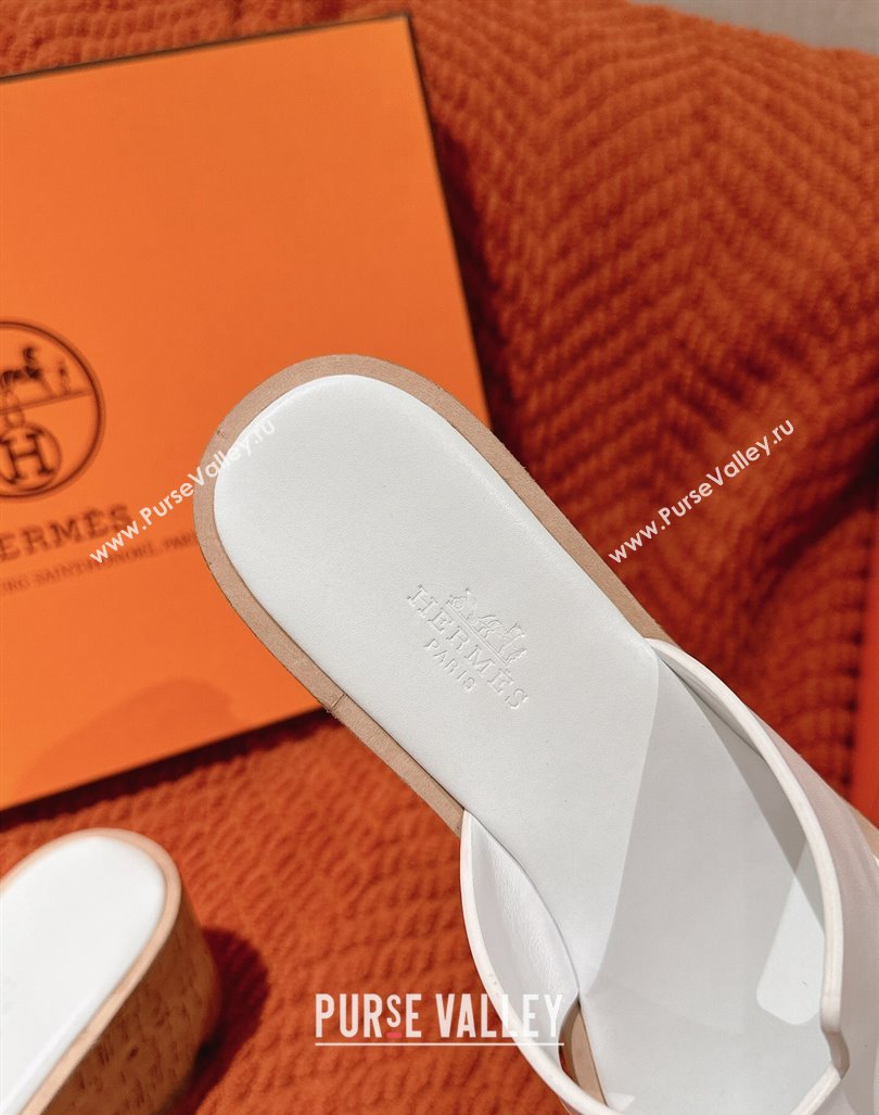 Hermes Eze 30 Platform Slide Sandals in Calfskin White 2024 (MD-240104026)