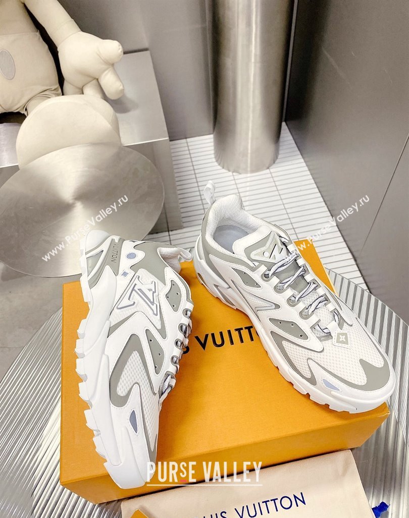 Louis Vuitton Mens LV Runner Tatic Sneakers in Mesh and Leather White 2 2024 1ACF17 (MD-240105124)