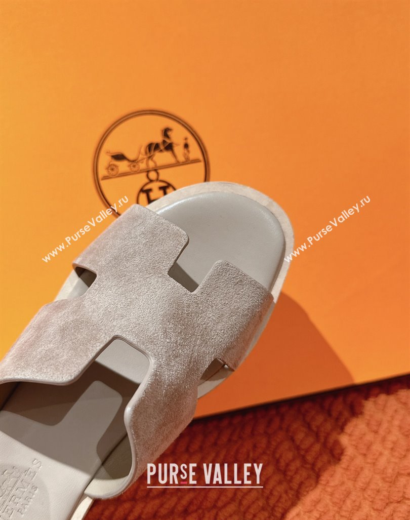 Hermes Eze 30 Platform Slide Sandals in Suede Grey 2024 (MD-240104027)