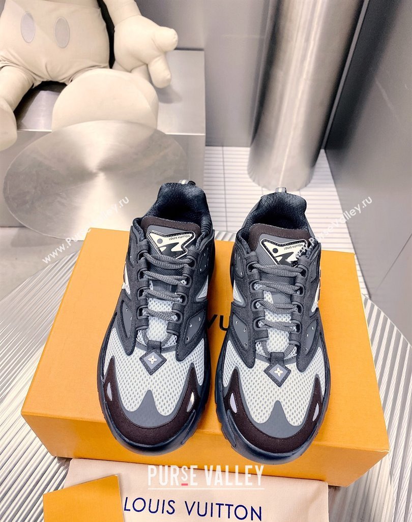 Louis Vuitton Mens LV Runner Tatic Sneakers in Mesh and Leather Dark Grey 2024 1ACF17 (MD-240105125)
