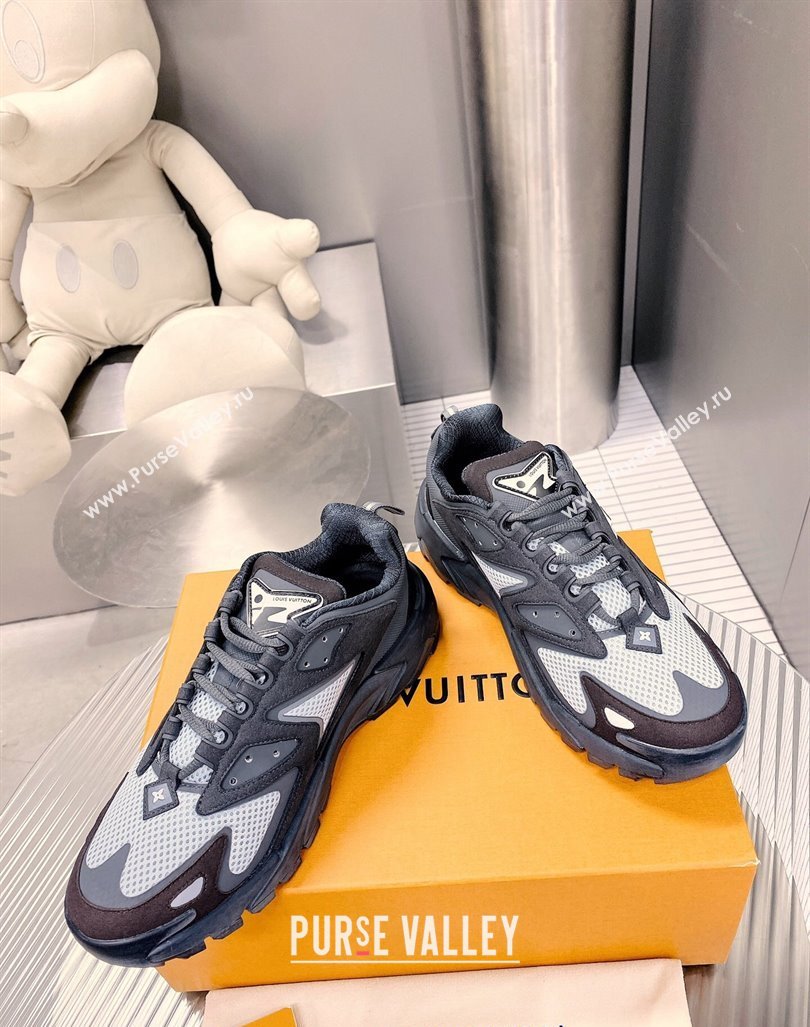 Louis Vuitton Mens LV Runner Tatic Sneakers in Mesh and Leather Dark Grey 2024 1ACF17 (MD-240105125)