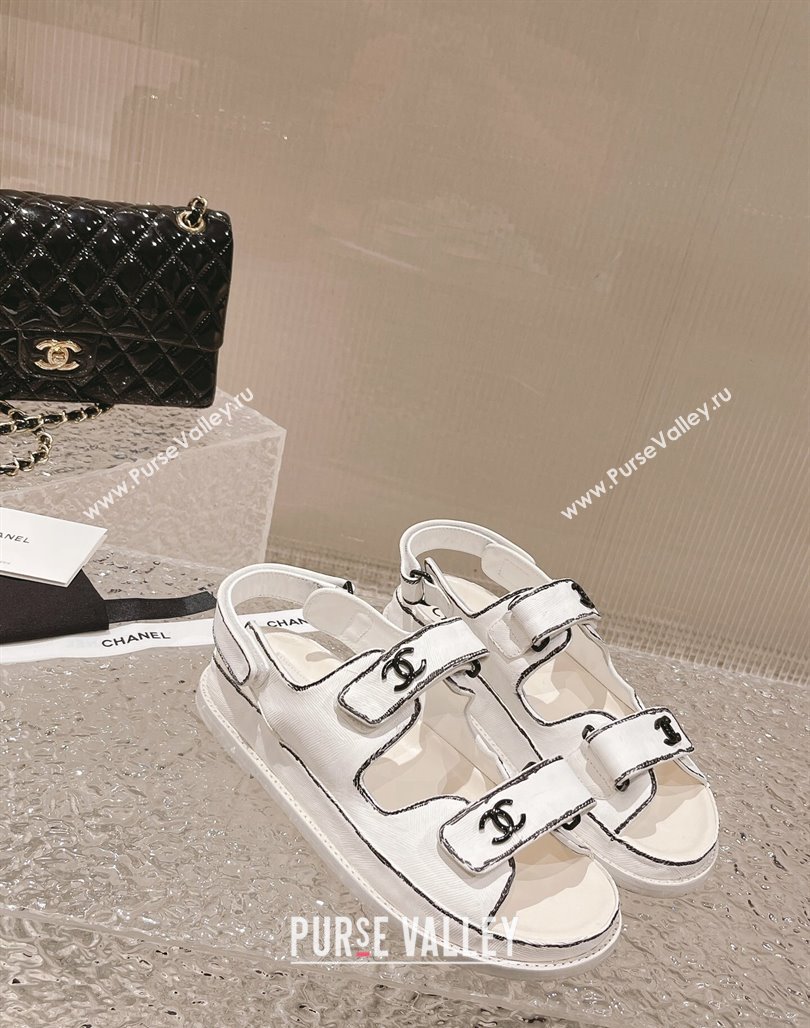 Chanel Painted Strap Flat Sandals White/Black 2023 0108 (MD-240108043)