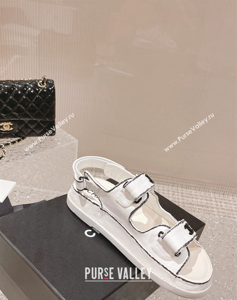 Chanel Painted Strap Flat Sandals White/Black 2023 0108 (MD-240108043)