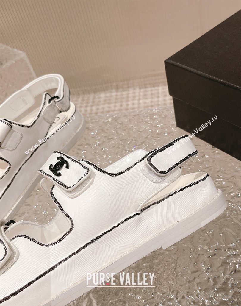 Chanel Painted Strap Flat Sandals White/Black 2023 0108 (MD-240108043)