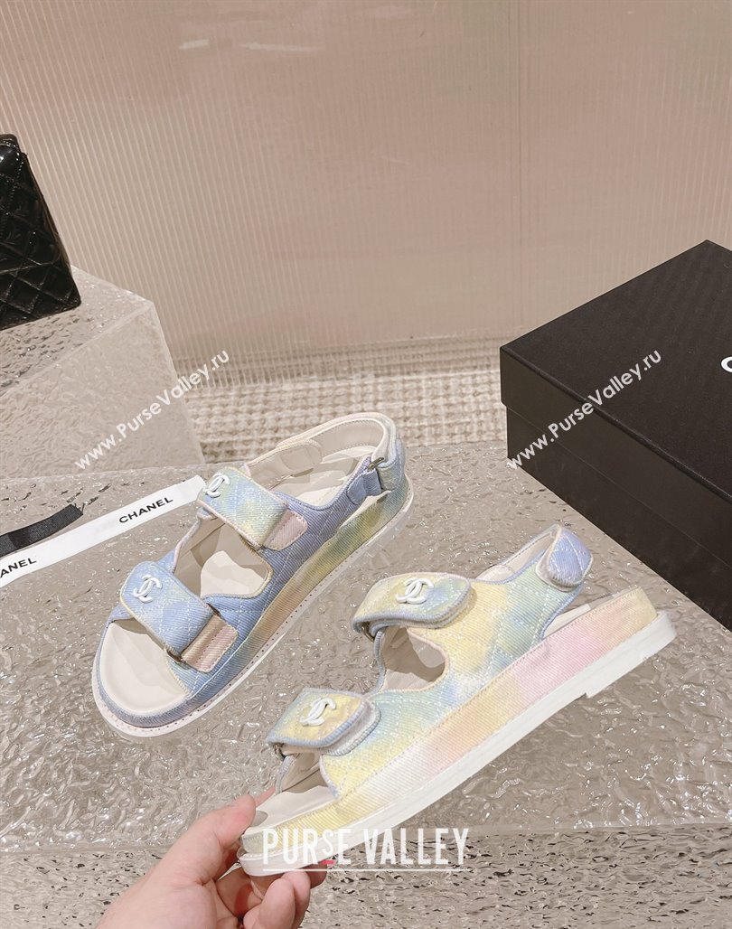 Chanel Printed Canvas Strap Flat Sandals Multicolor 2023 0108 (MD-240108044)