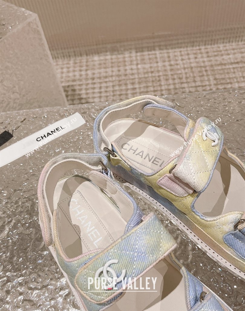 Chanel Printed Canvas Strap Flat Sandals Multicolor 2023 0108 (MD-240108044)
