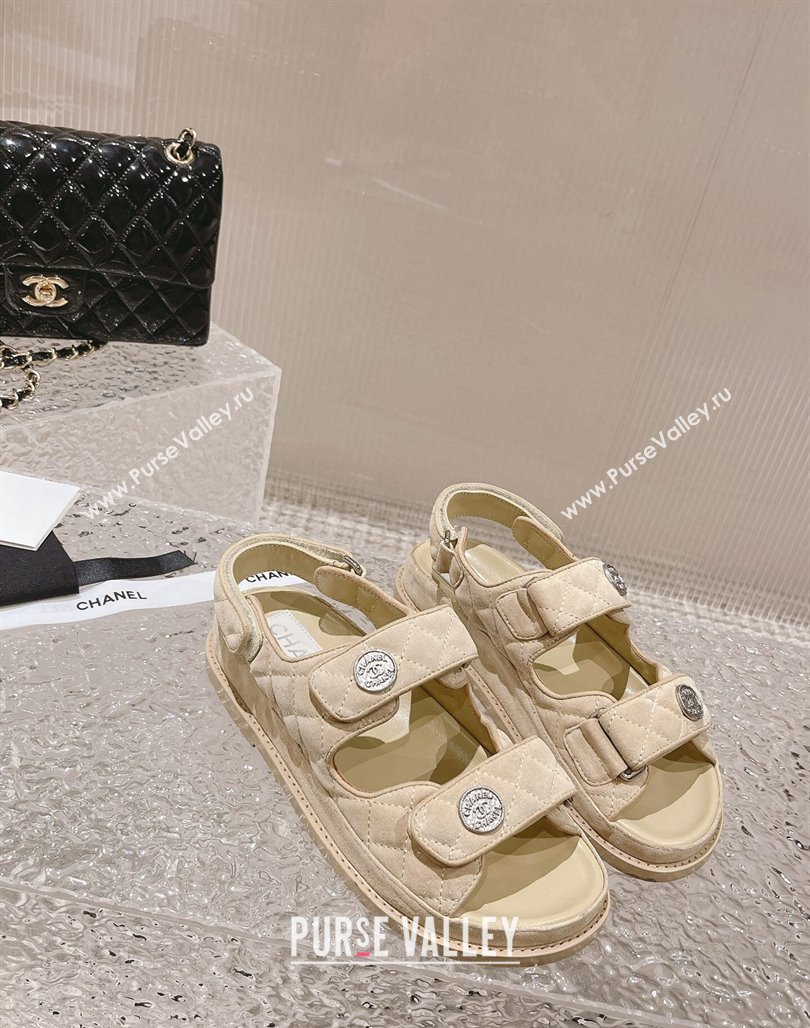 Chanel Suede Strap Flat Sandals Beige 2023 0108 (MD-240108057)