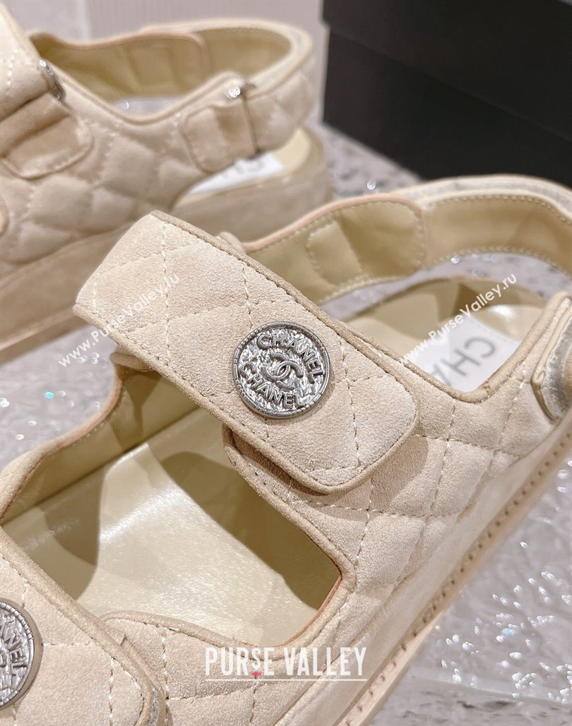 Chanel Suede Strap Flat Sandals Beige 2023 0108 (MD-240108057)