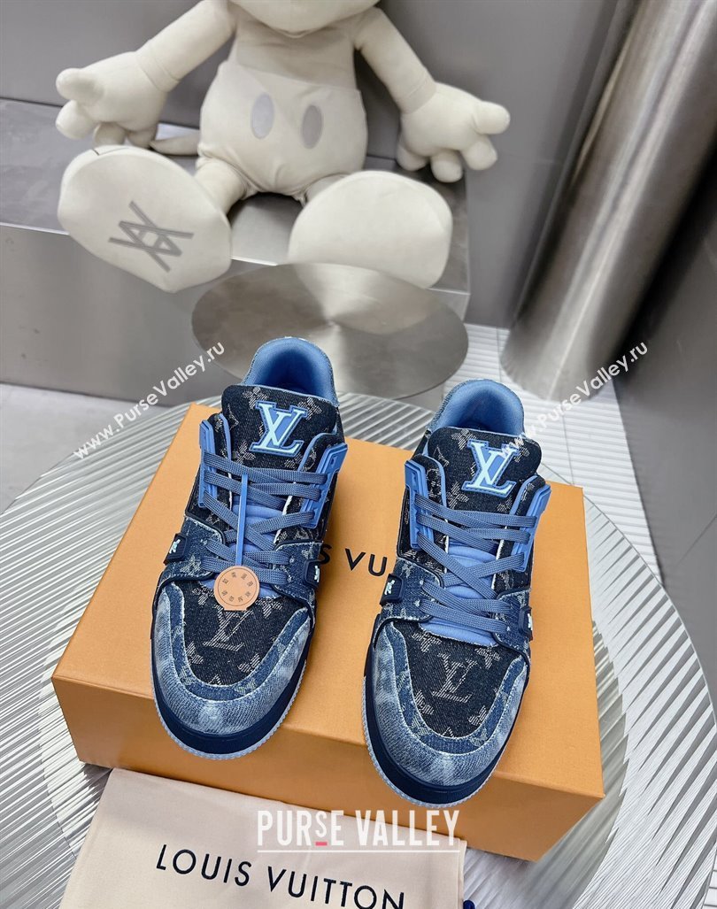 Louis Vuitton LV Trainer Sneakers in Monogram Denim Blue 2024 0105 (MD-240105128)