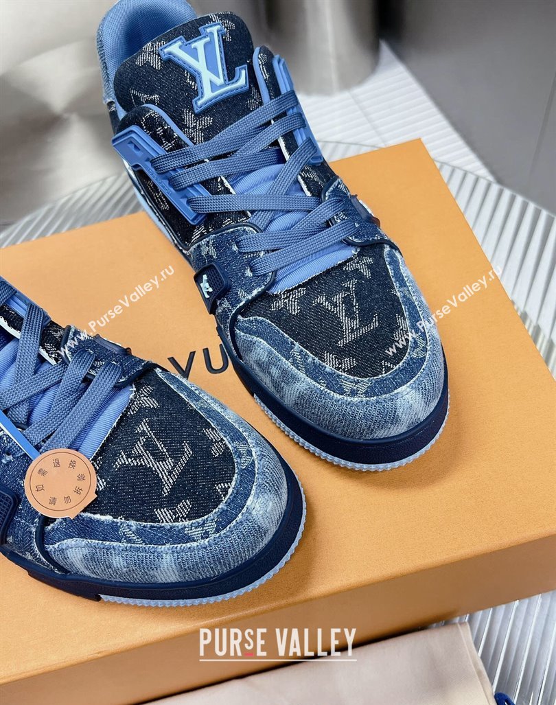 Louis Vuitton LV Trainer Sneakers in Monogram Denim Blue 2024 0105 (MD-240105128)