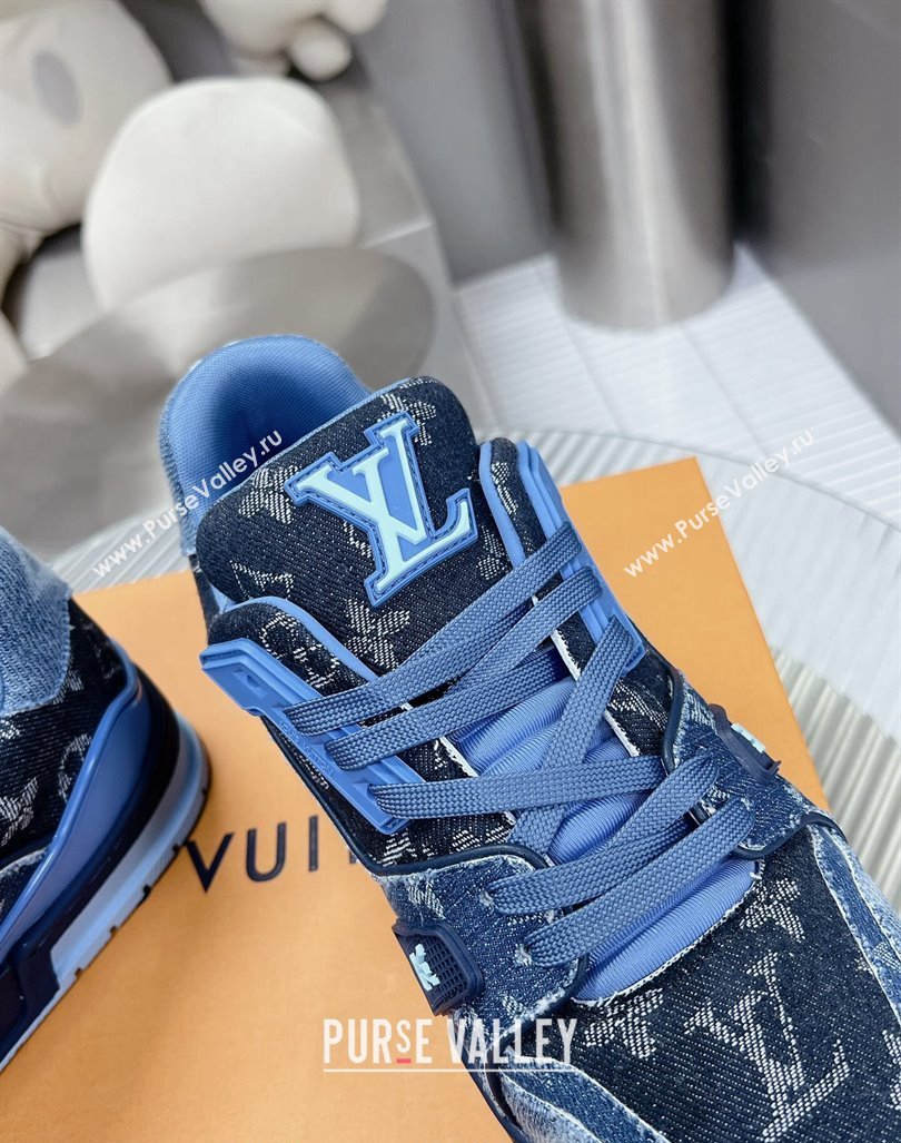 Louis Vuitton LV Trainer Sneakers in Monogram Denim Blue 2024 0105 (MD-240105128)