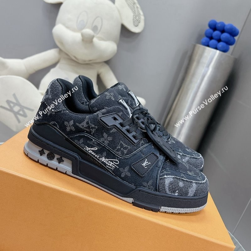 Louis Vuitton LV Trainer Sneakers in Monogram Denim Black 2024 0105 (MD-240105129)