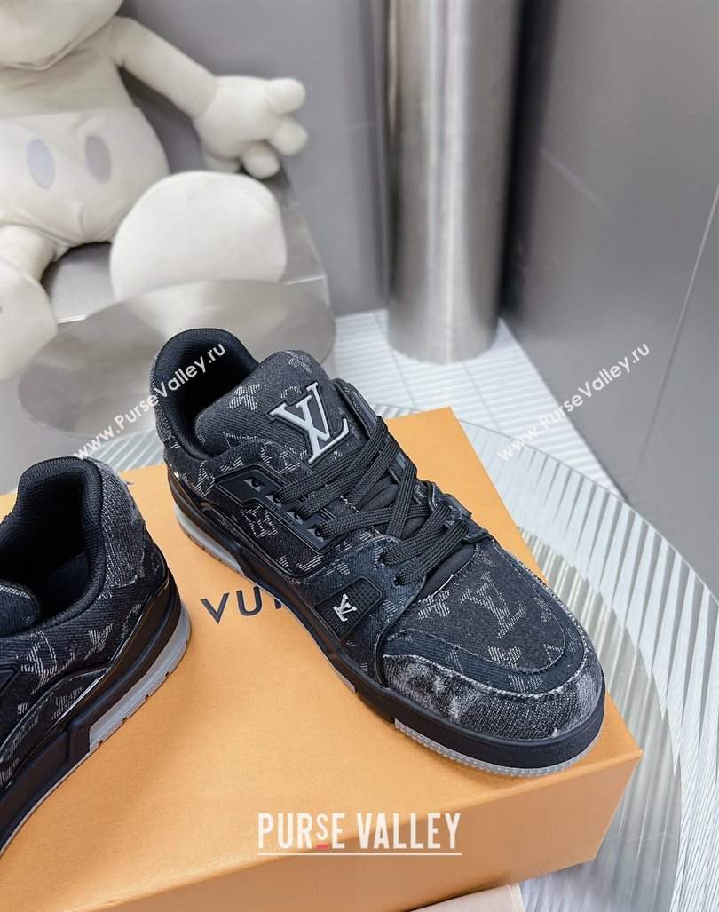 Louis Vuitton LV Trainer Sneakers in Monogram Denim Black 2024 0105 (MD-240105129)