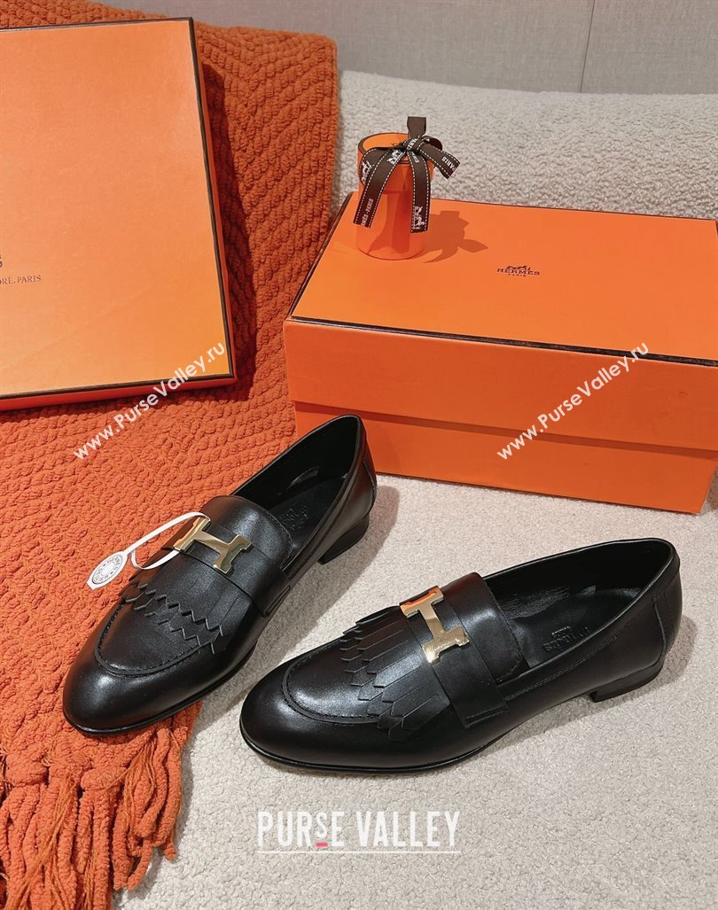 Hermes Royal Loafers in Calfskin Black Leather 2024 0104 (MD-240104056)